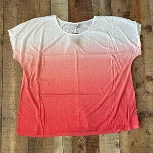 Avenue Womens Victoria Ombre Top Size 26/28 Ivory & Tangerine Polyester
